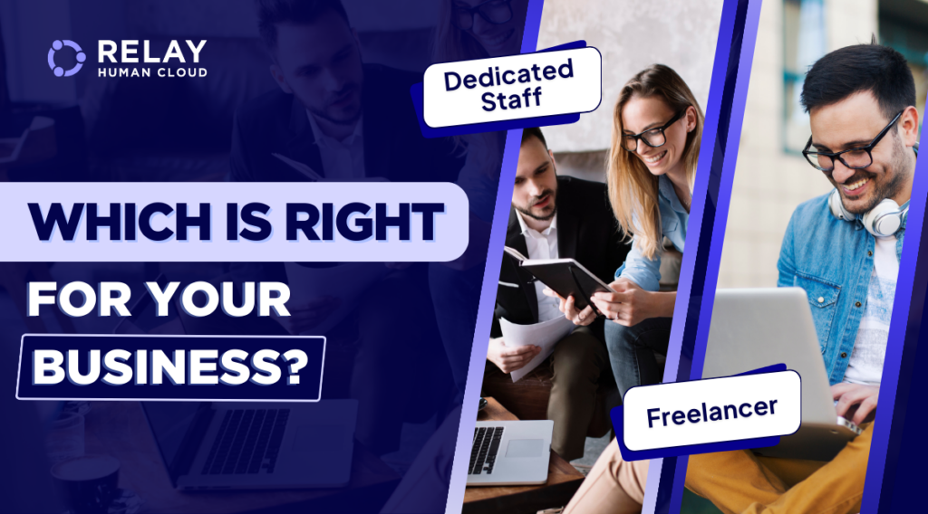 Dedicated staff and freelancer working on their laptops in a comparison scenario.